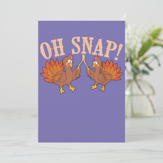 Cool Oh Snap! Funny Turkey With Wishbone Thanksgi Einladung (Stehend Vorderseite)