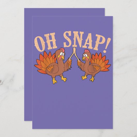 Cool Oh Snap! Funny Turkey With Wishbone Thanksgi Einladung (Vorne/Hinten)