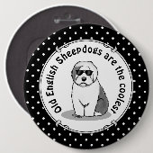 Cool Old English Sheepdog (Grau 1) Niedlich Funny Button (Vorne & Hinten)