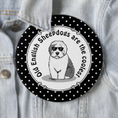 Cool Old English Sheepdog (Grau 1) Niedlich Funny Button (Beispiel)