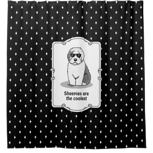 Cool Old English Sheepdog (Grau 1) Niedlich Funny Duschvorhang (Vorderseite)