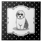 Cool Old English Sheepdog (Grau 1) Niedlich Funny Fliese (Vorderseite)