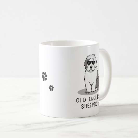 Cool Old English Sheepdog (Grau 1) Niedlich Funny Kaffeetasse (VorderseiteRechts)
