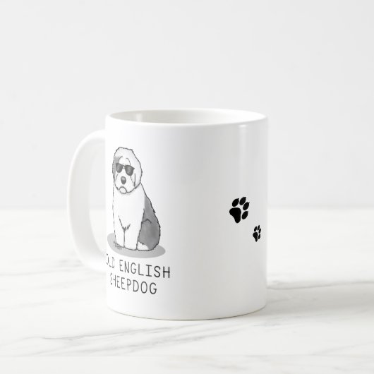 Cool Old English Sheepdog (Grau 1) Niedlich Funny Kaffeetasse (Vorderseite Links)