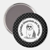 Cool Old English Sheepdog (Grau 1) Niedlich Funny Magnet (Vorderseite/Rückseite)