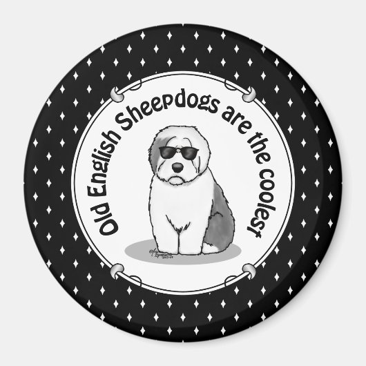 Cool Old English Sheepdog (Grau 1) Niedlich Funny Magnet (Vorne)