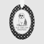 Cool Old English Sheepdog (Grau 1) Niedlich Funny Ornament (Rückseite)