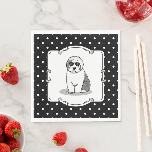 Cool Old English Sheepdog (Grau 1) Niedlich Funny Serviette (Beispiel)