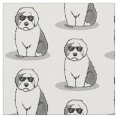 Cool Old English Sheepdog (Grau 1) Niedlich Funny Stoff (Nahaufnahme)