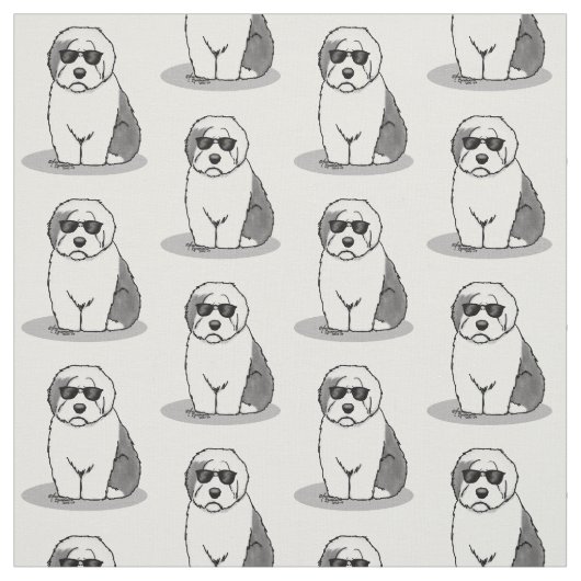 Cool Old English Sheepdog (Grau 1) Niedlich Funny Stoff (Muster)