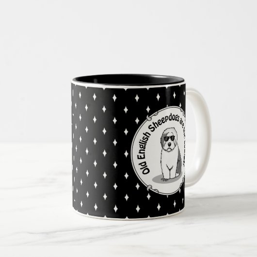 Cool Old English Sheepdog (Grau 1) Niedlich Funny Zweifarbige Tasse (VorderseiteRechts)