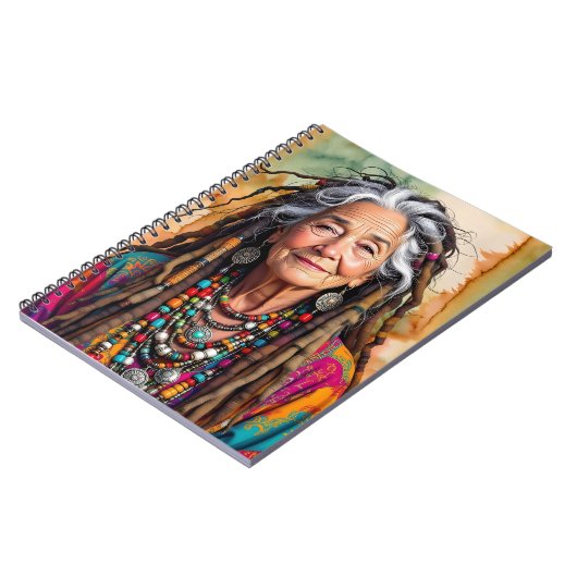 Cool Old Lady in Dread Locks Hippie Woman Blank Notizblock (Linke Seite)