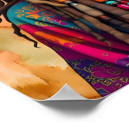 Cool Old Lady in Dread Locks Hippie Woman Poster (Ecke)