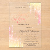 Cool Ombre Glitter Drips Rose Gold Sweet 16 Acryleinladungen (Vorderseite)