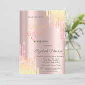 Cool Ombre Glitzer Tropfen Rose Gold Sweet 16 Einladung (Stehend Vorderseite)
