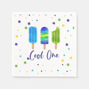Cool One 1. Geburtstag blau grün Pop Serviette