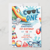 Cool One Pool 1. Geburtstagsfeier Einladung (Vorderseite)