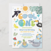 Cool One Pool Party Summer 1st Birthday Invitation Einladung (Vorderseite)