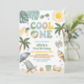 Cool One Summer Beach Party 1st Birthday  Einladung (Stehend Vorderseite)