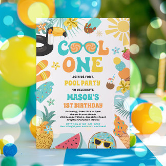 Cool One Tropical Summer Beach 1. Geburtstag Party Einladung