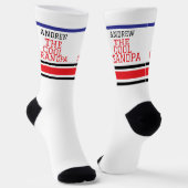Cool Opa Personalisiert Red Blue Strip Weiß Socken (Gewinkelt)