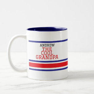 Cool Opa Personalisiert Red Blue Strip Weiß Zweifarbige Tasse