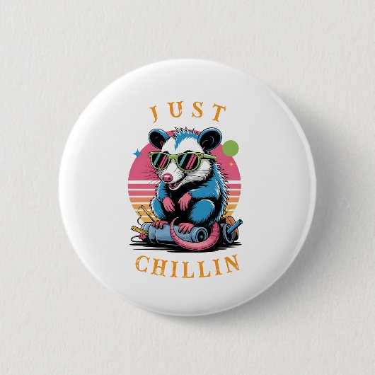 Cool Opossum 80er Retro Flair Button (Vorderseite)