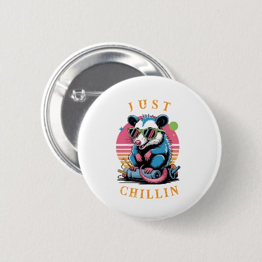 Cool Opossum 80er Retro Flair Button (Vorne & Hinten)