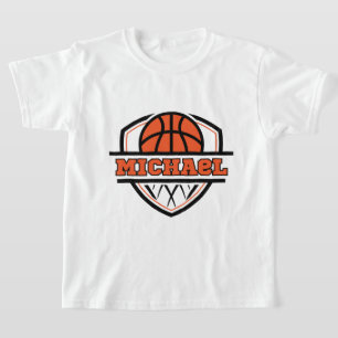 Cool Orange Black Basketball Sport Kinder T-Shirt