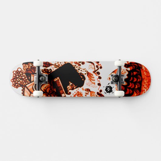 Cool Orange Black Skateboard (Horizontal)