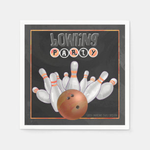 Cool Orange Bowling Party Paper Napkins Serviette