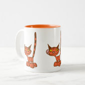 Cool Orange Cartoon Cat Zweifarbige Tasse (Vorderseite Links)