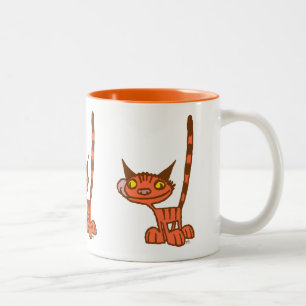 Cool Orange Cartoon Cat Zweifarbige Tasse