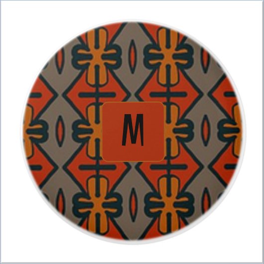 Cool Orange Gold & Grau Ethnic Muster Keramik Kno Keramikknauf