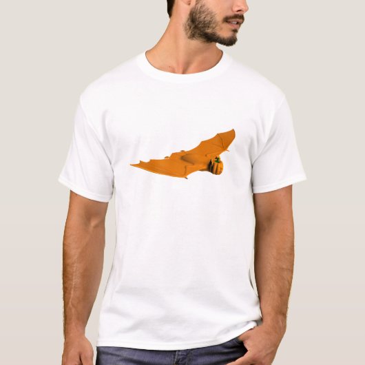 Cool Orange Halloween Bat T-Shirt (Vorderseite)