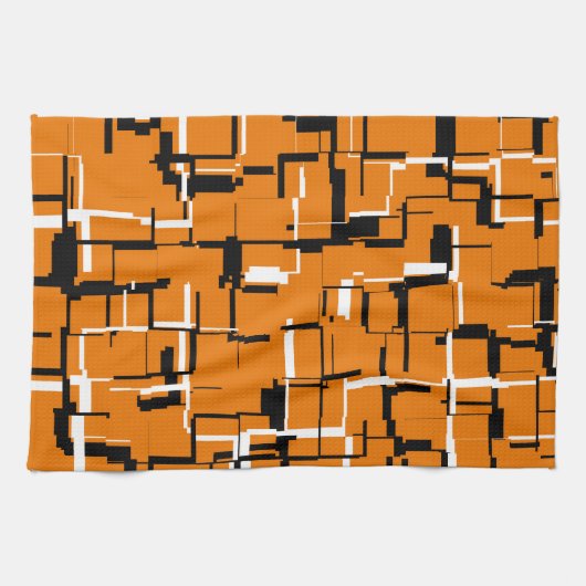 COOL Orange Schwarz-weiß Geschirrtuch (Horizontal)