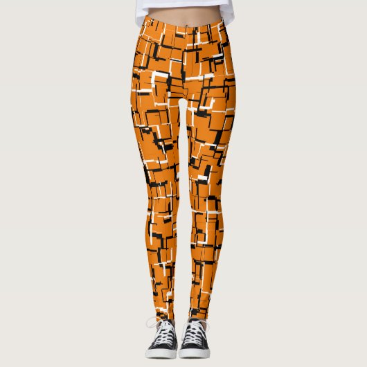 COOL Orange Schwarz-weiß Leggings (Vorderseite)
