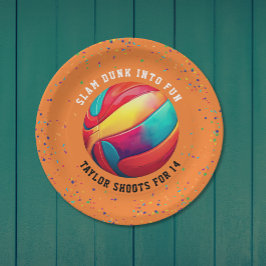 Cool Orange Sport All-Star Basketball Geburtstag Pappteller