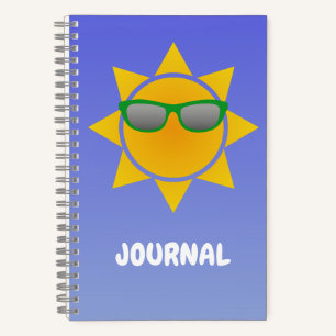 Cool Orange Sun mit Green Shades Journal Notizblock
