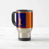 Cool Orange und Blue NYC Freiheitsstatue Reisebecher (Vorderseite Links)