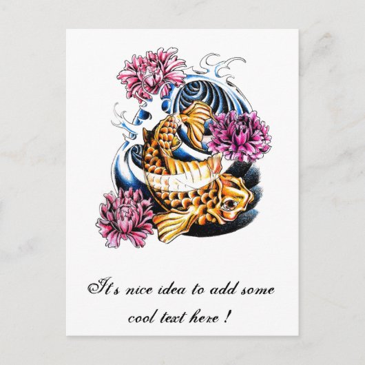 Cool-Oriental-Japanisch Lucky Koi Karpfentätowieru Postkarte (Vorderseite)