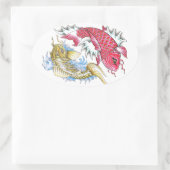 Cool Oriental Koi Fish Red Gold Yin Yang Tattoo Ovaler Aufkleber (Tasche)