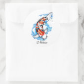 Cool-orientalisch-japanischer Koi Carp Cloud-Tatto Runder Aufkleber (Tasche)