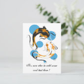 Cool-orientalisch-japanischer Twin Bron White Koi  Postkarte (Stehend Vorderseite)
