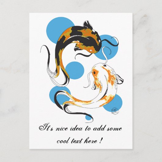 Cool-orientalisch-japanischer Twin Bron White Koi  Postkarte (Vorderseite)