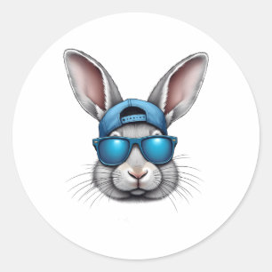 Cool Ostern Sonniges Gesicht mit Sungles Men Boys  Runder Aufkleber