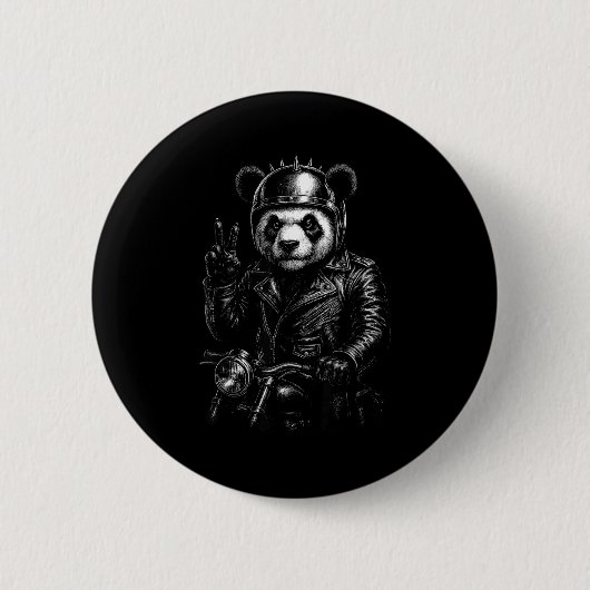 Cool Panda Punk Peace Sign Motorcycle Button (Vorderseite)