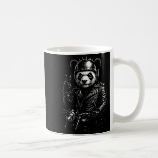 Cool Panda Punk Peace Sign Motorcycle Kaffeetasse (Rechts)