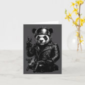 Cool Panda Punk Peace Sign Motorcycle  Karte (Gelbe Blume)
