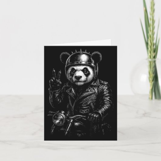 Cool Panda Punk Peace Sign Motorcycle  Karte (Vorderseite)